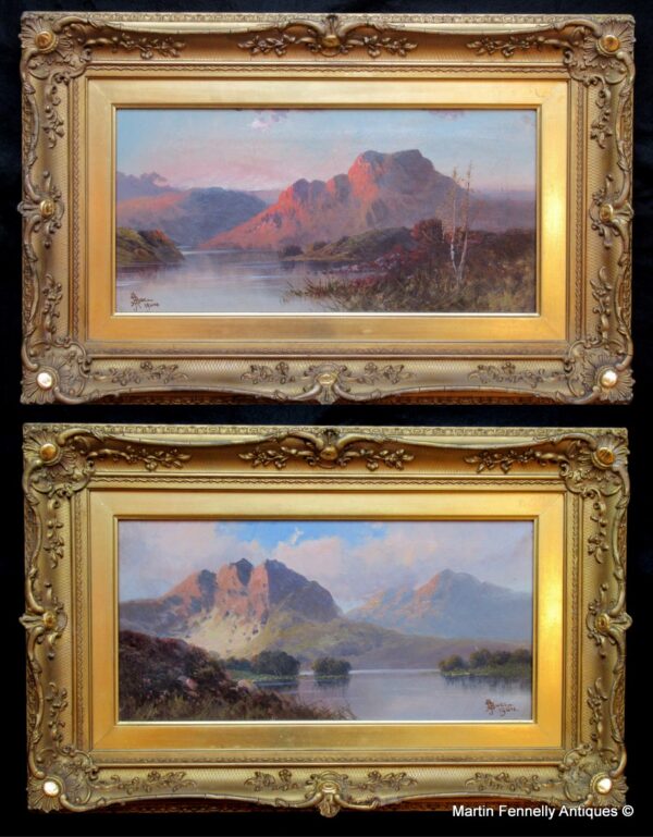 681 Sold Pair English Landscapes Oil on Canvas - John Henry Boel - 1904