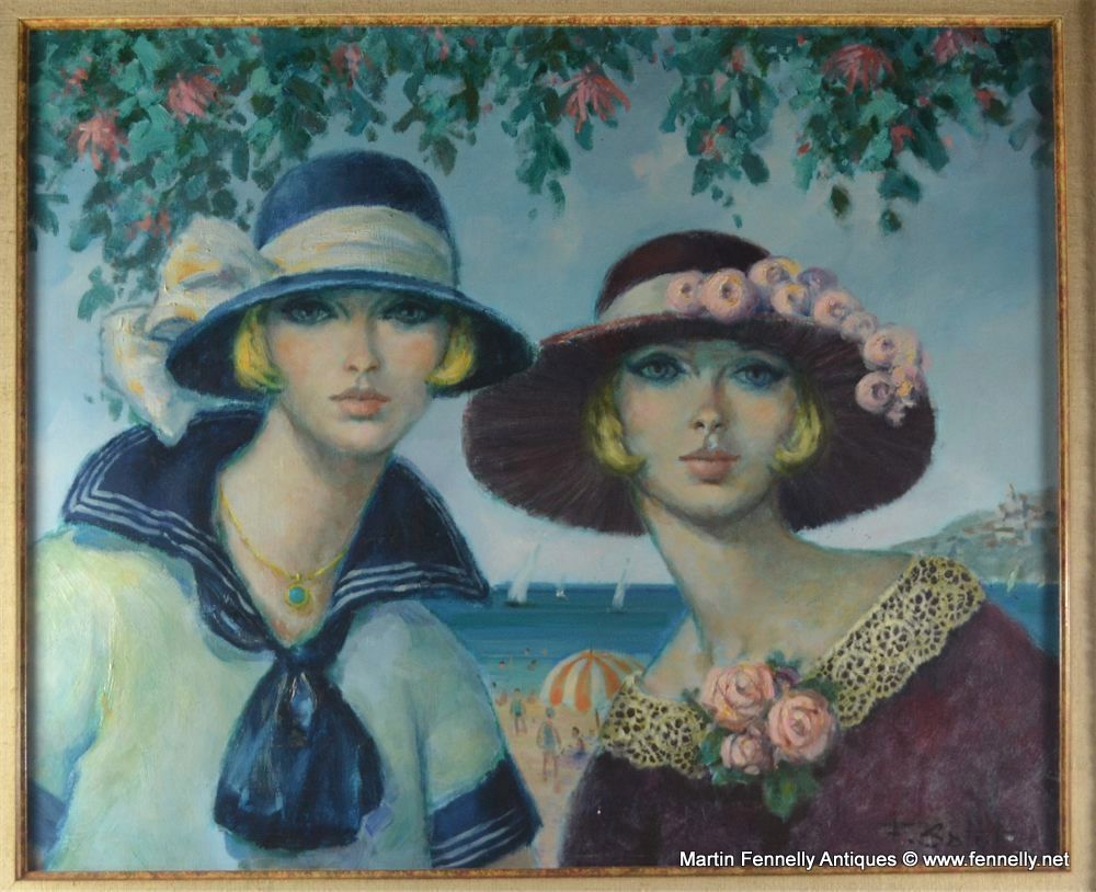 817 Sold Francois Batet (1921-2015) Two Sisters Oil on Canvas