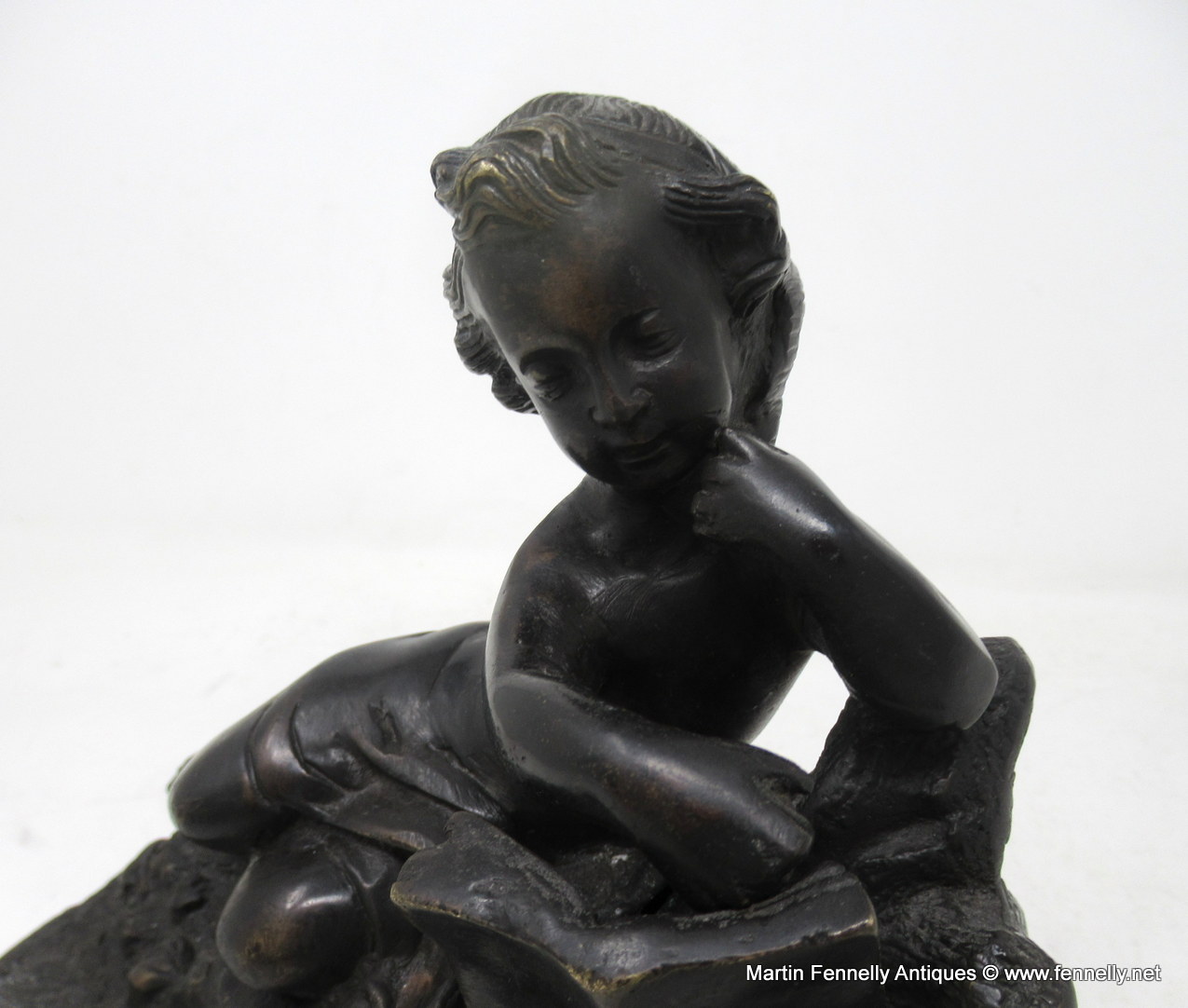 783 Antique Pair French Grand Tour Bronze Marble Cherubs Figures Putti Bookends - Image 7