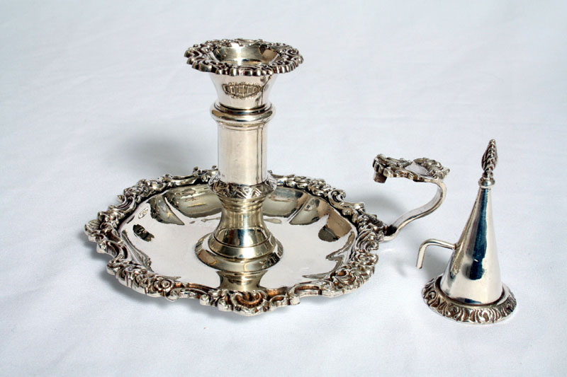 020 Victorian Silver Plated Chamber Candlestick