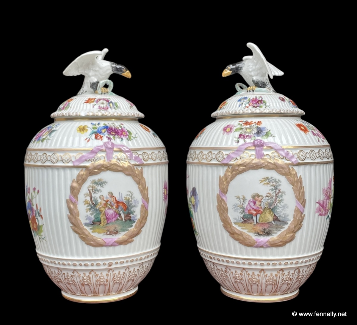 542 Pair of Royal Porcelain Factory Berlin KPM Large Urn Jars Circa 1840 - Image 2