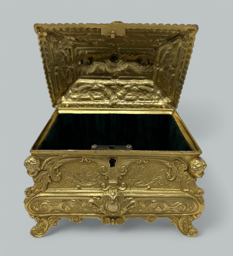 166 Antique Lady's Ormolu Bronze Dore Jewellery Box Casket Maison Boissier Paris - Image 6