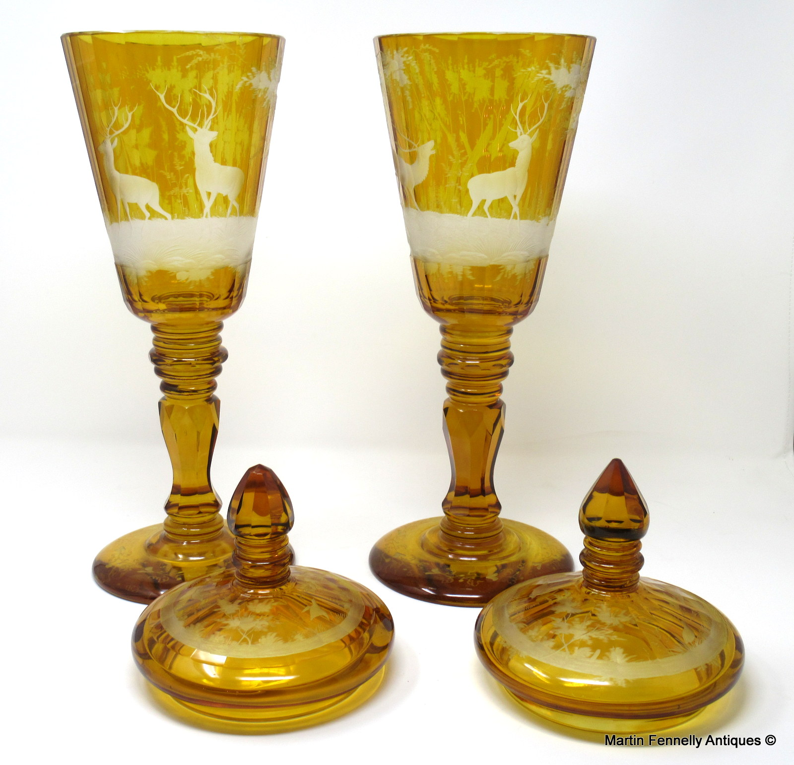 775 Sold Superb Pair of Bohemian Czech lidded Goblets - Circa 1850 - Image 5