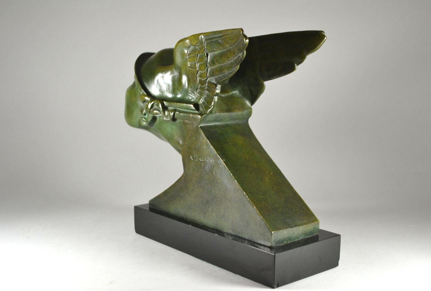 638 Sold Rare Art Deco Bronze - Alberto Bazzoni - Circa 1930 'Hermes' - Image 5