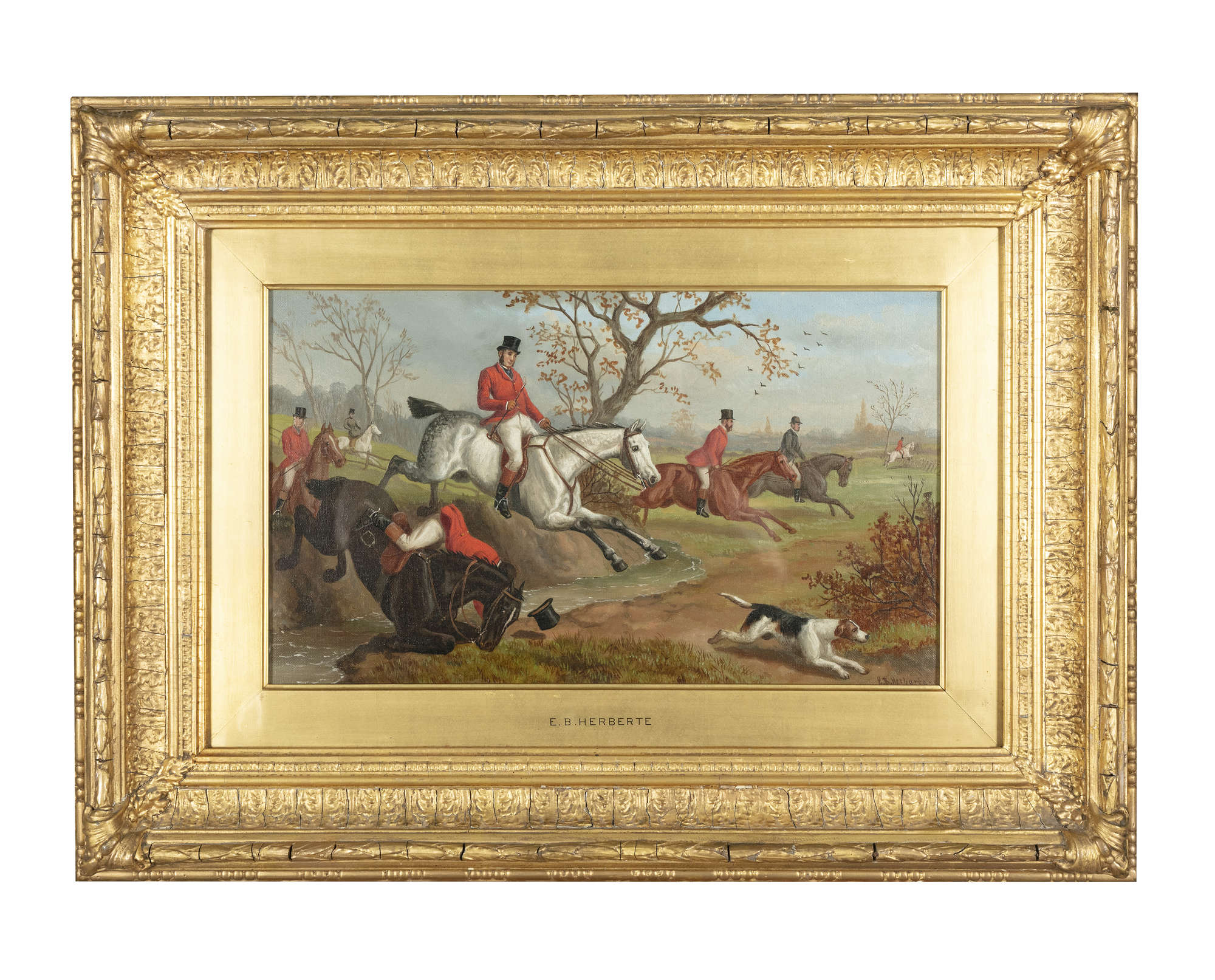 863 Sold EB Herberte 'The Meet Up'; 'The Jump' A pair, Oils on Canvas - Image 3