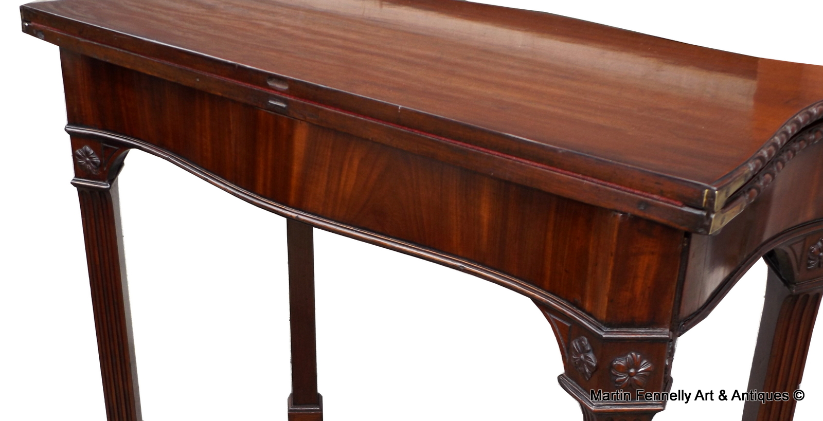 555 Fine George III Mahogany Serpentine Card Table Manner of Wright and Elwick Circa 1760 - Image 3