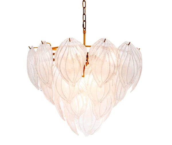 021 Novida Chandelier - Large Brass and Frosted Glass Petals
