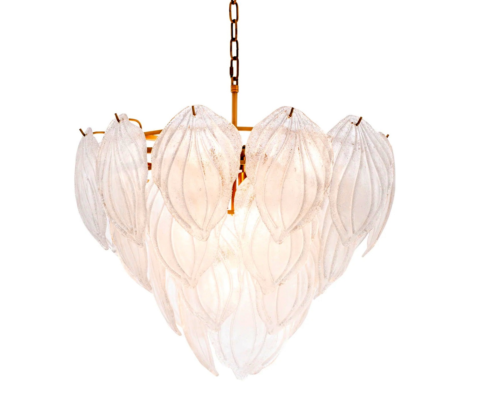 021 Novida Chandelier - Large Brass and Frosted Glass Petals