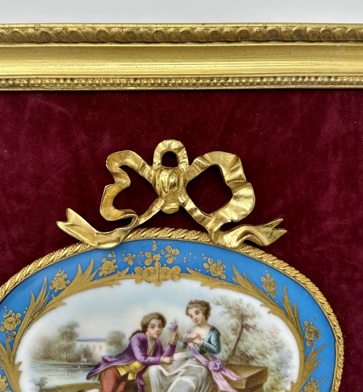 735 Sold Antique French Sevres Porcelain Ormolu Gilt Framed Plaque Hand Painted Picture - Image 4