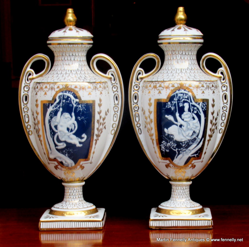 907 Sold Pair Pâte-sur-Pâte Lidded French Urns
