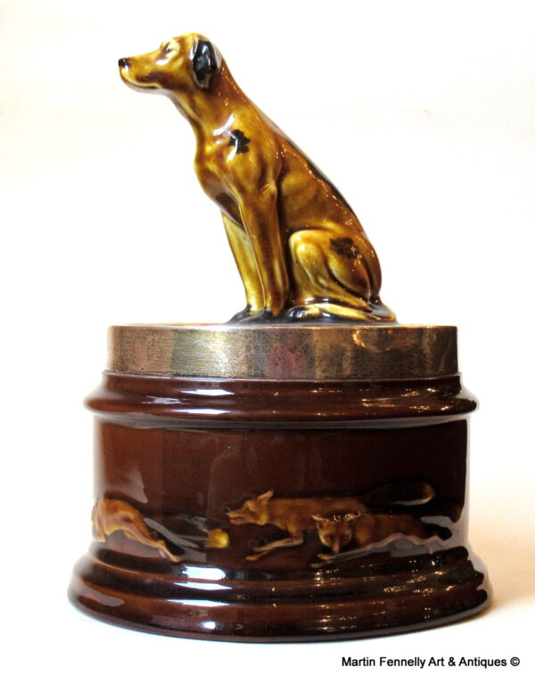 962 Sold Rare Royal Doulton Lidded Tobacco Jar - Silver Collar - 1911