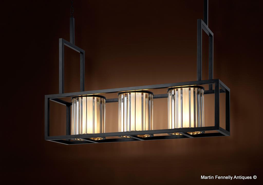 M007 Triple Light Lantern - Crystal and Patinated Bronze - Image 4