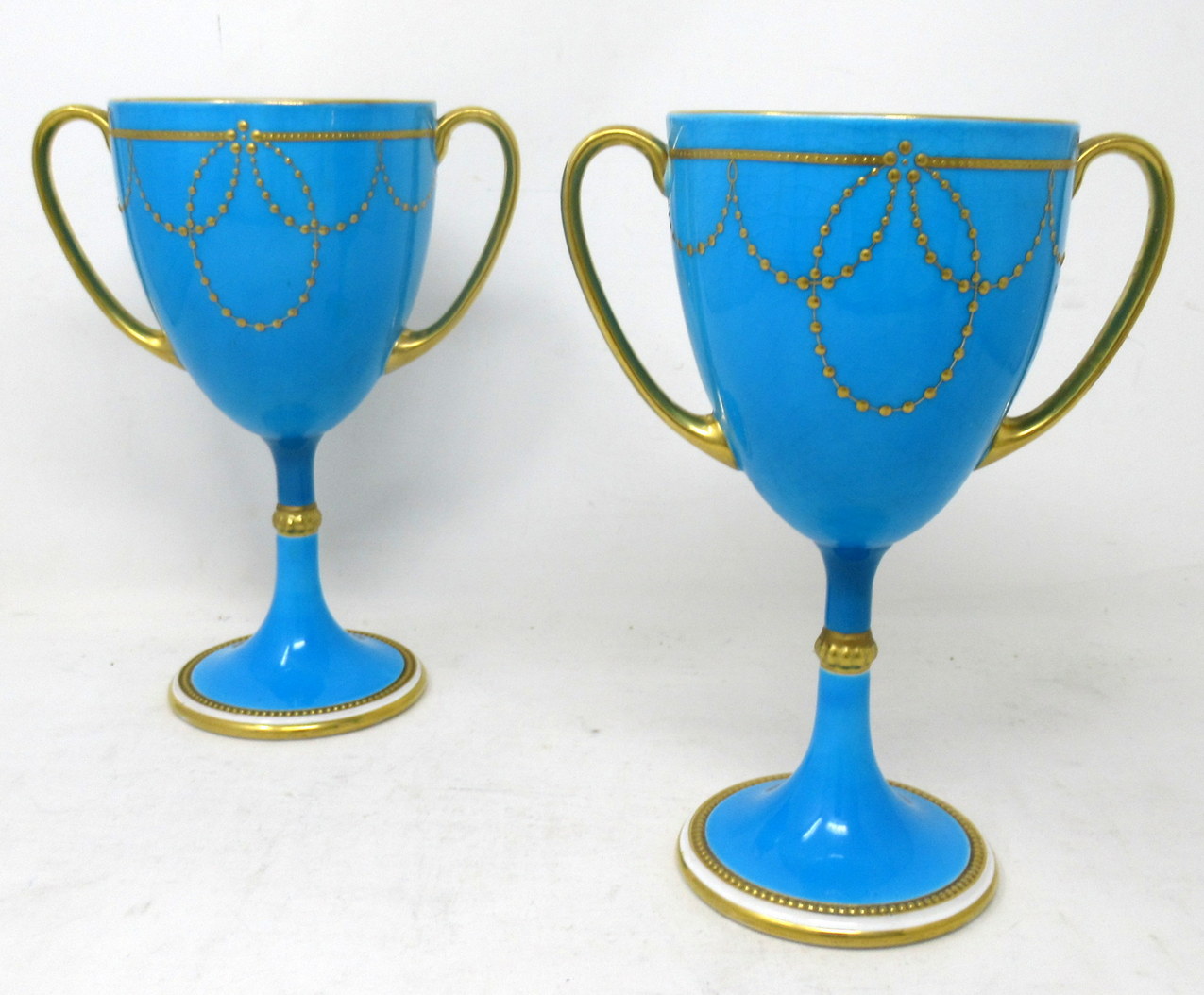 970 Sold Antique Pair Minton Staffordshire Porcelain Vases Centerpieces Birds Turquoise - Image 4