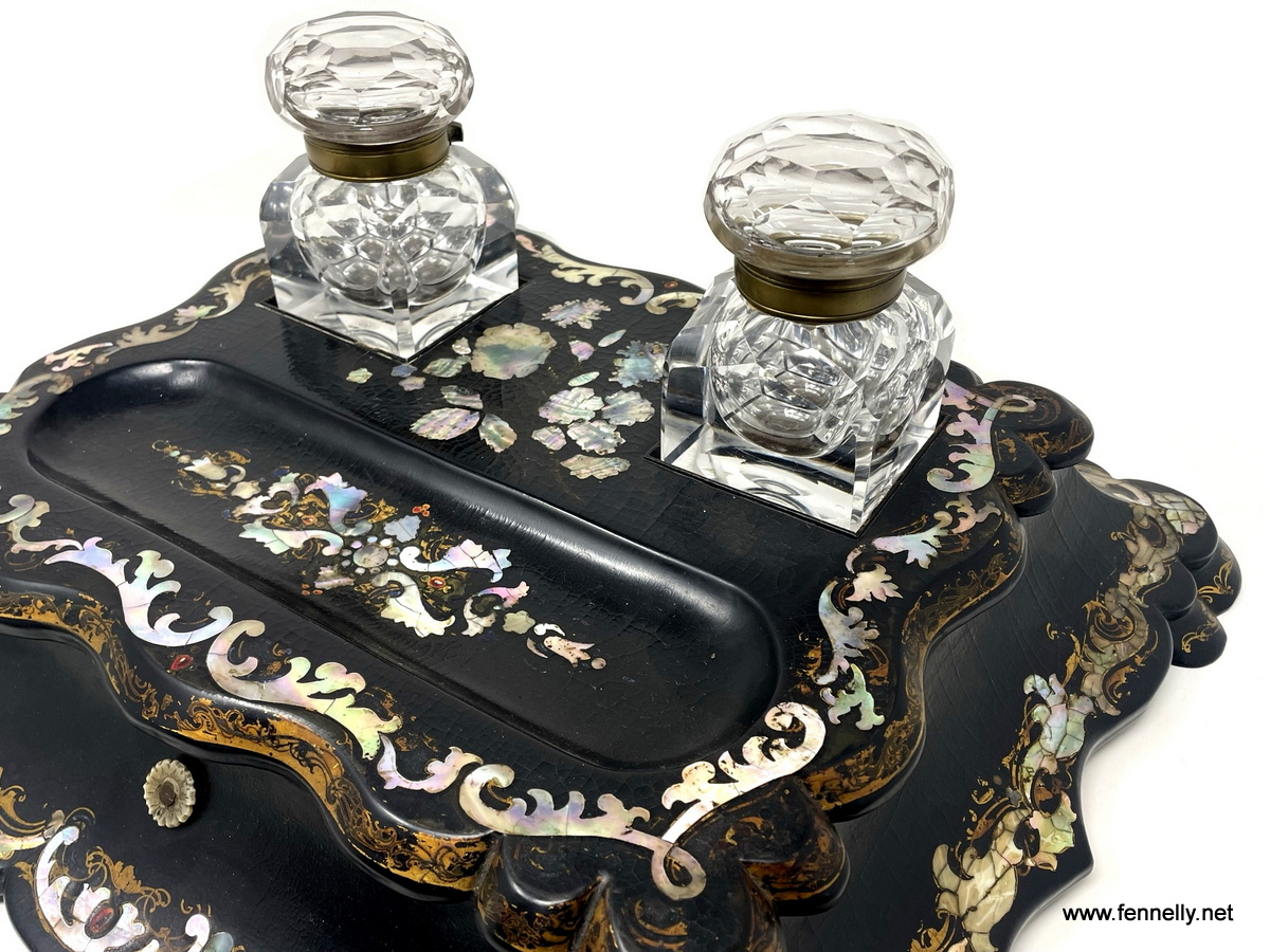 544 English Victorian Japanned Papier Mache desk set Circa 1890 - Image 4