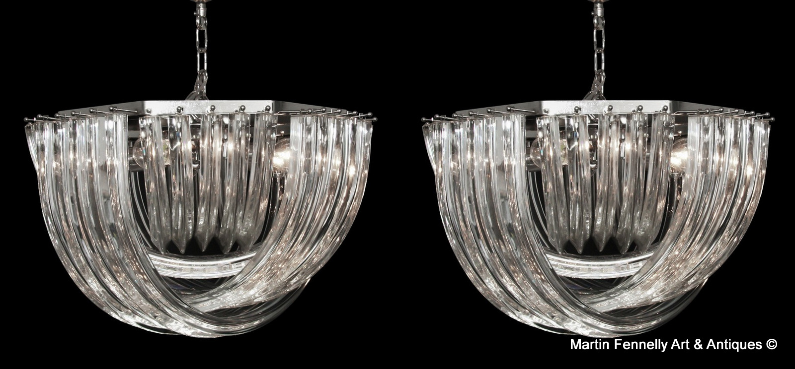 322 Superb Pair of Venini by Carlo Nason with Murano Crystal
