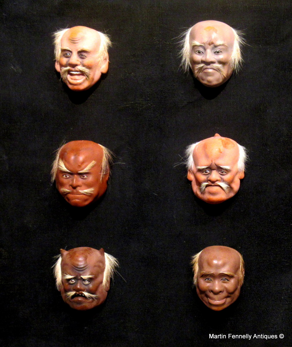 648 Sold Very Rare Set of 12 Miniature Japanese Noh Masks - Edo Period - Image 4