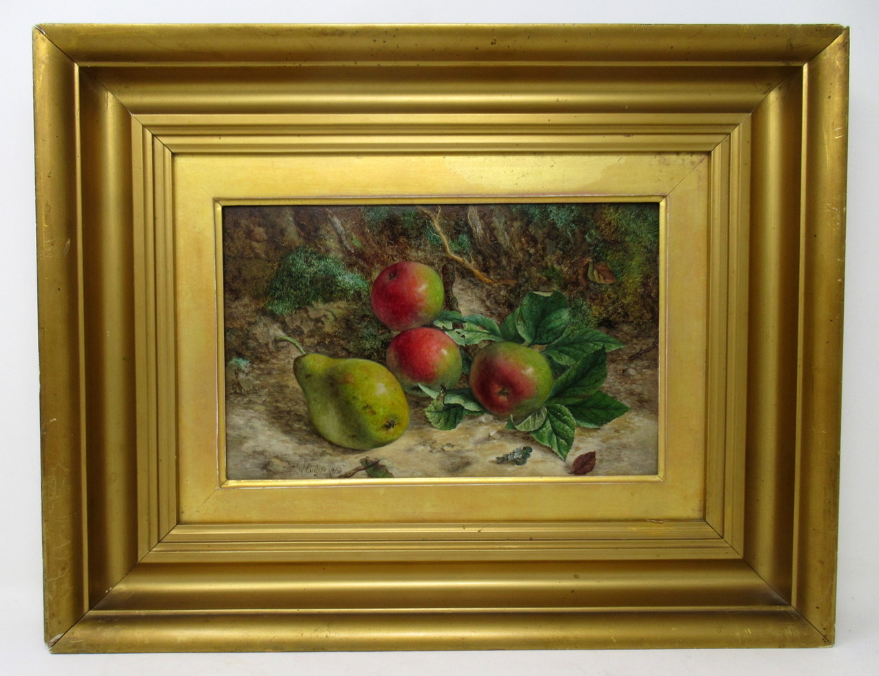476 Sold William Hughes Still Life Fruits Oil on Board English Painting 1863 Gilt Frame - Image 2