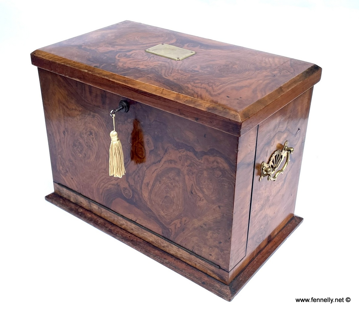 755 Sold Antique Victorian Traveling Wooden Burl Walnut Writing Slope Stationary Box 19c - Image 2