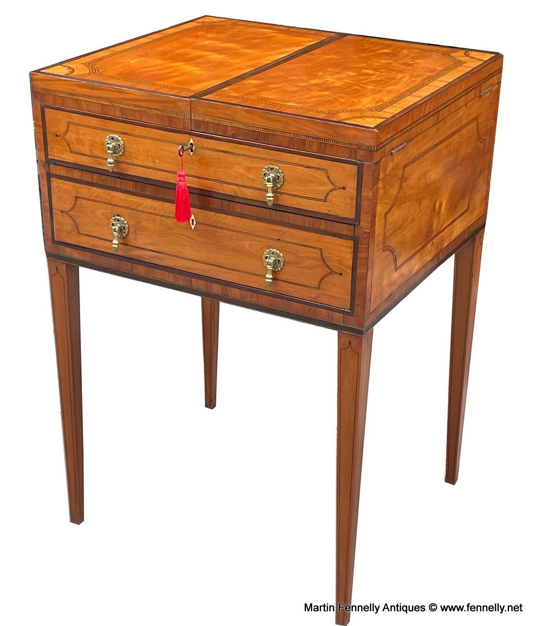 908 Antique Gentlemans Satinwood Rosewood Crossbanded Speciman Cabinet early 19thCt