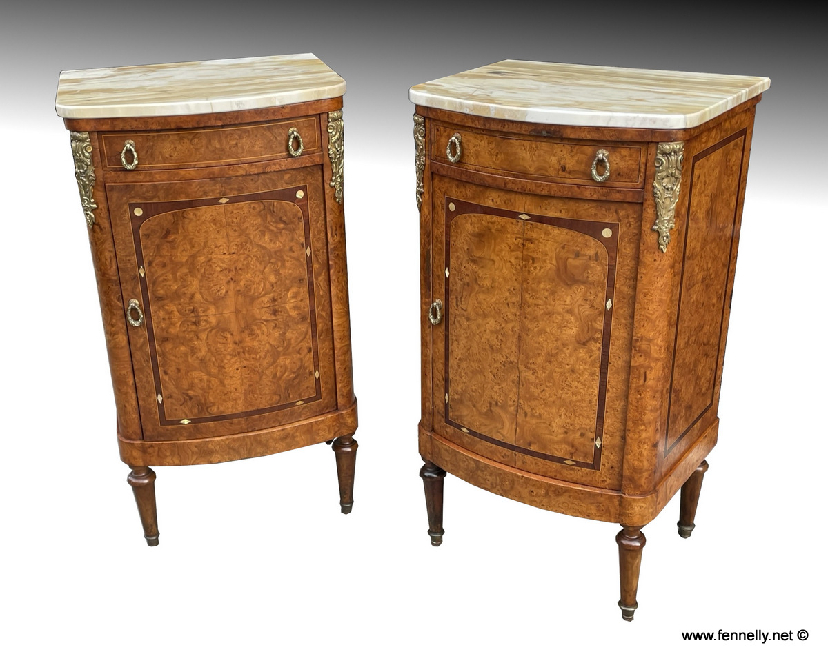 949 Stunning Pair of French Walnut Cabinets - Circa 1890 - Image 2