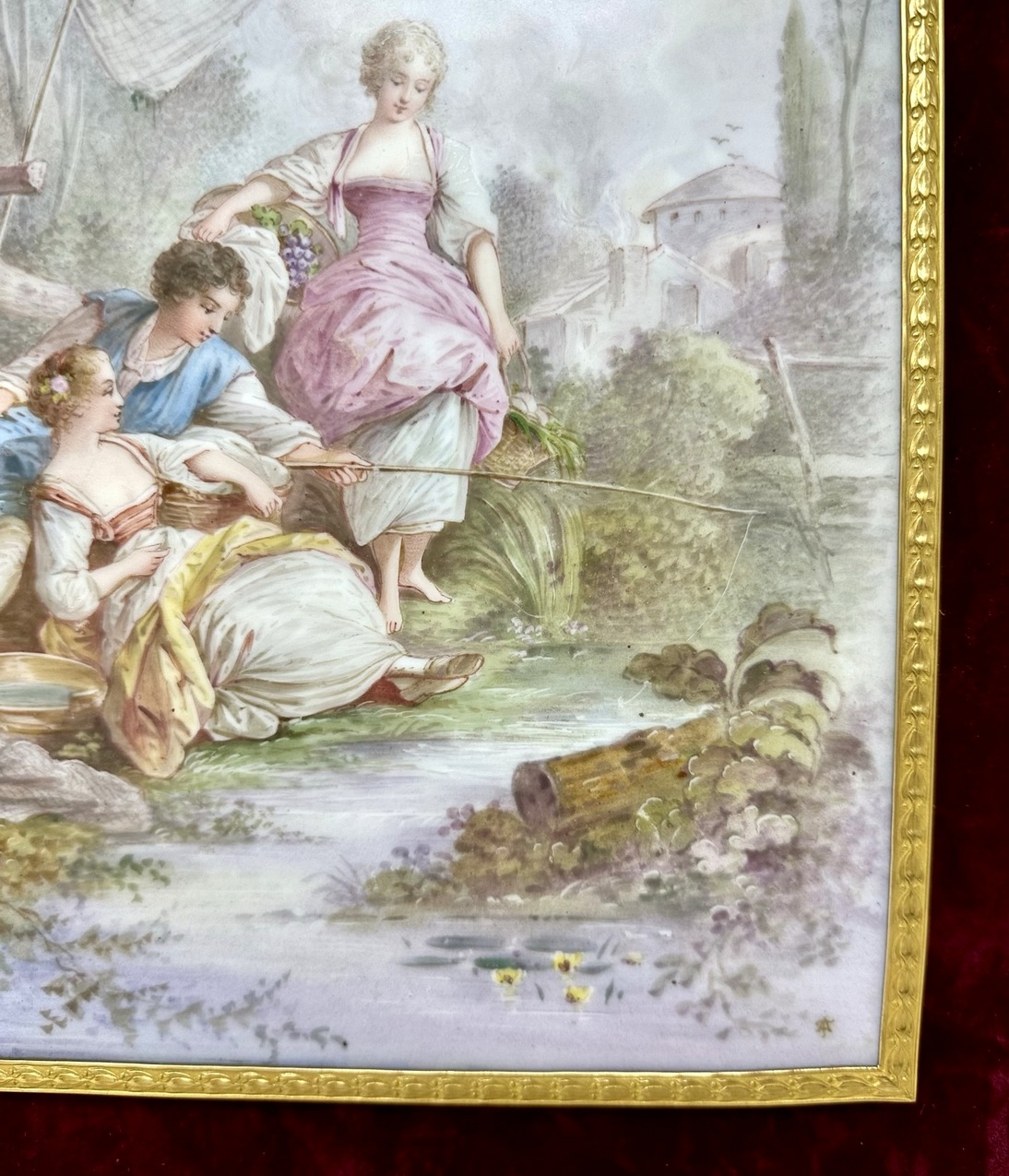 141 Sold Antique French Sevres Ormolu Gilt Bronze Framed Plaque Hand Painted Picture 19Ct - Image 5