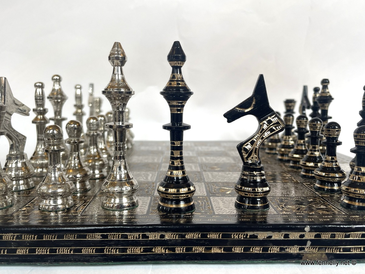 273 Beautiful Brass Chess Set - Brass - Tribal Design - Cased - Image 3