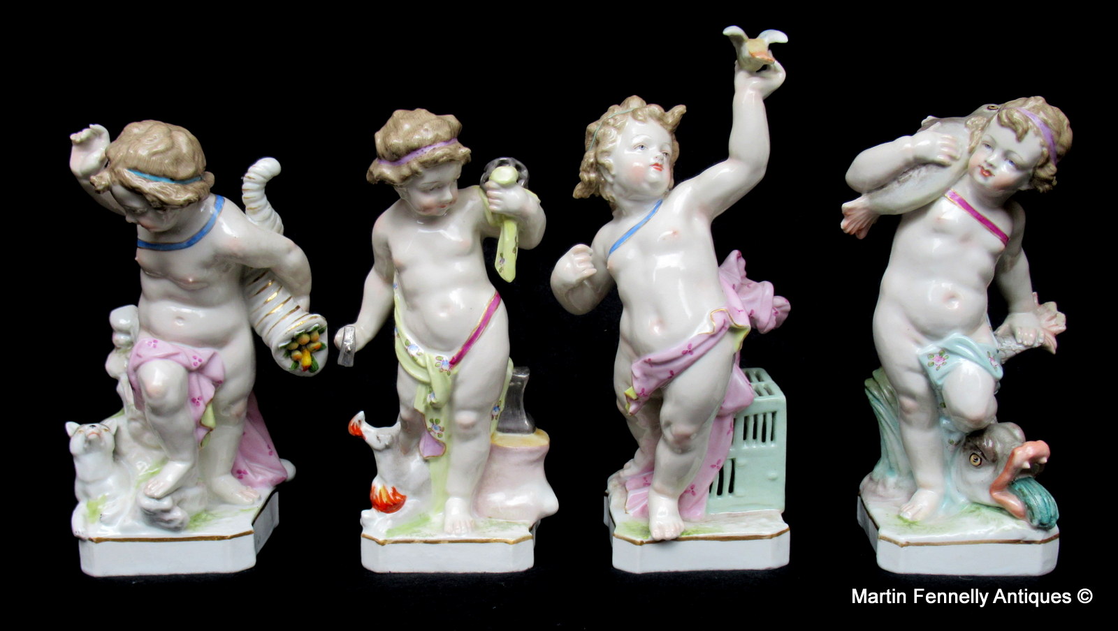 480 Samson Circa 1900 - Set of 4 - Earth Elements - Putti Figures - French