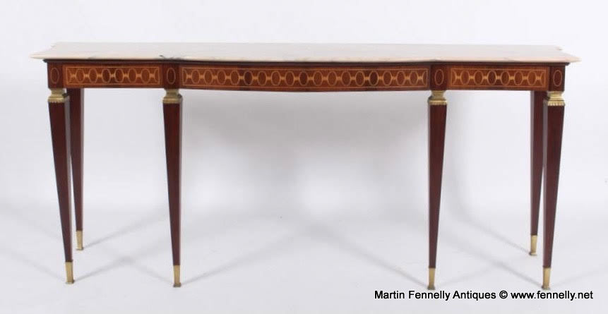 208 Sold Italian Marquetry Inlaid Marble Top Console Table by Paolo Buffa - Image 2