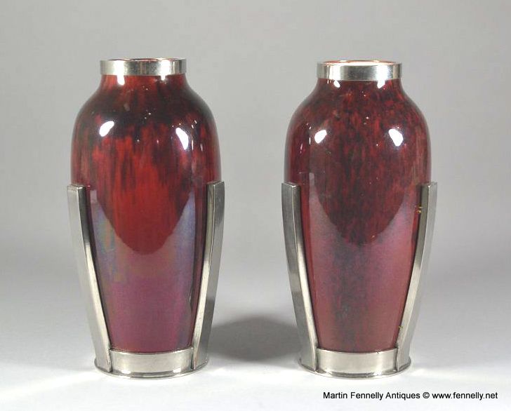 324 Superb Paul Milet Sevres Pair of mounted modernist Vases - Image 2