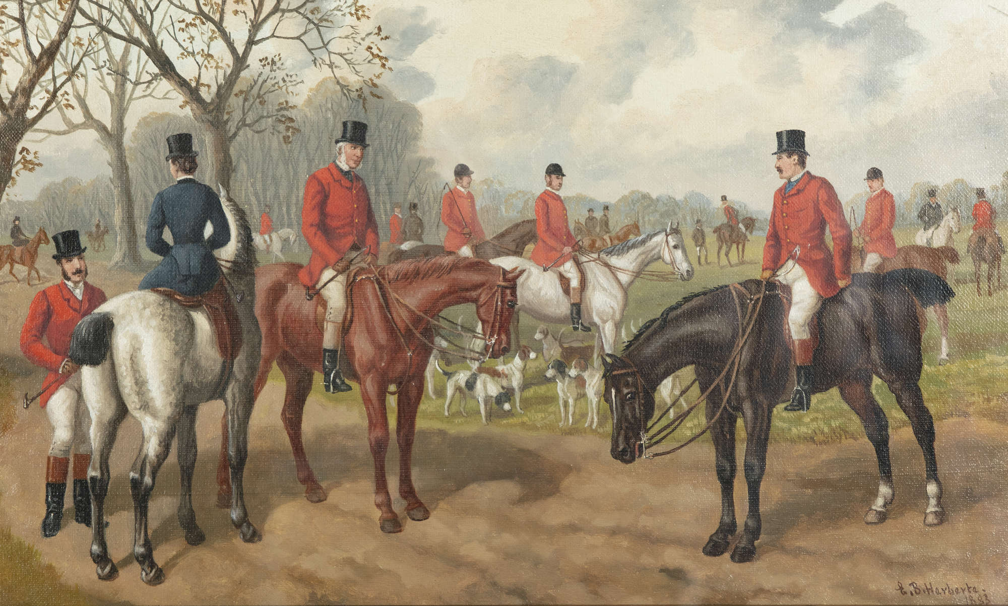 863 Sold EB Herberte 'The Meet Up'; 'The Jump' A pair, Oils on Canvas