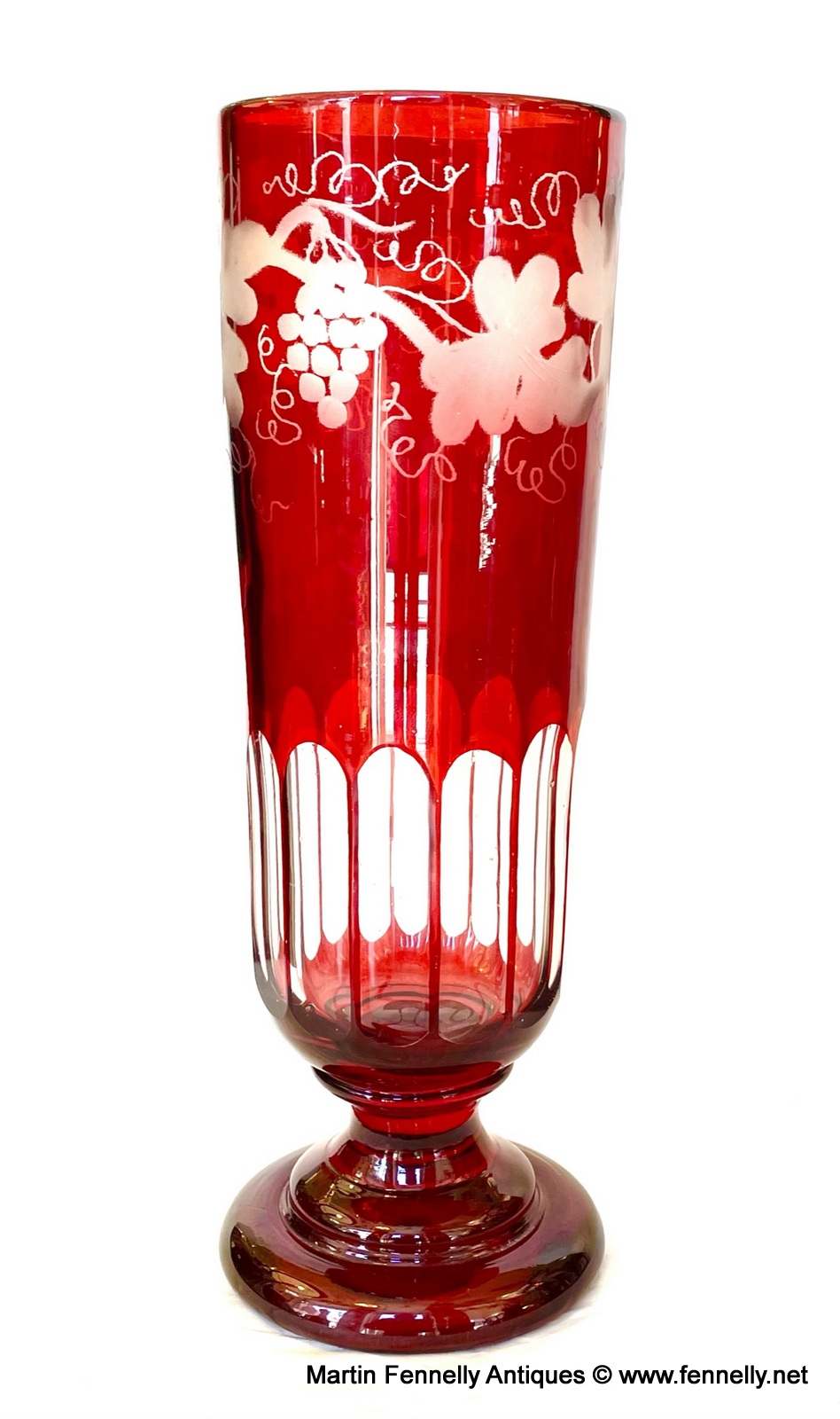 815 Antique Bohemian Chech Ruby Cranberry Glass Decanter Pair Goblets Vases Egermann - Image 6