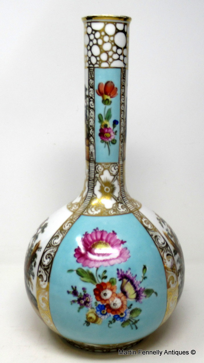 277 Pair of Dresden Hand Painted Vases Classical Floral Scenes 19thCt - Image 5