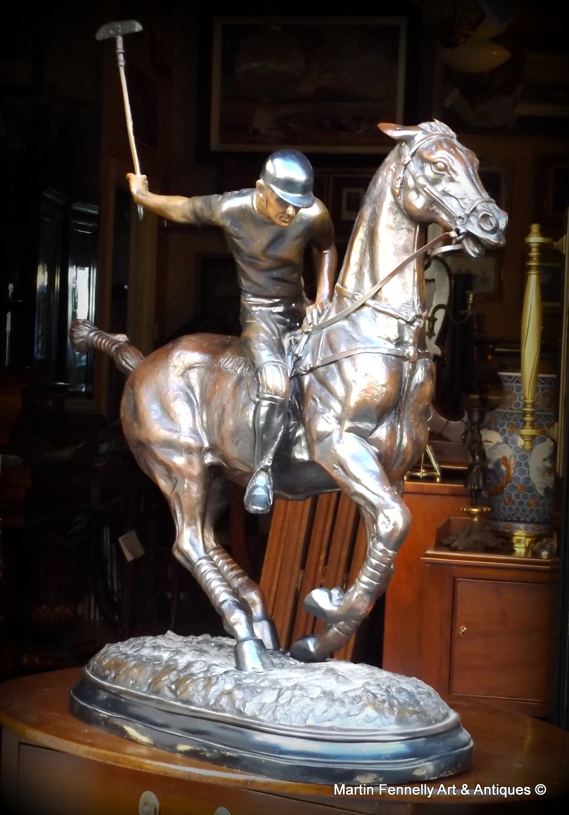 737 Sold Cast Bronze Polo Player and Horse - English - Late 20th Century - Image 5