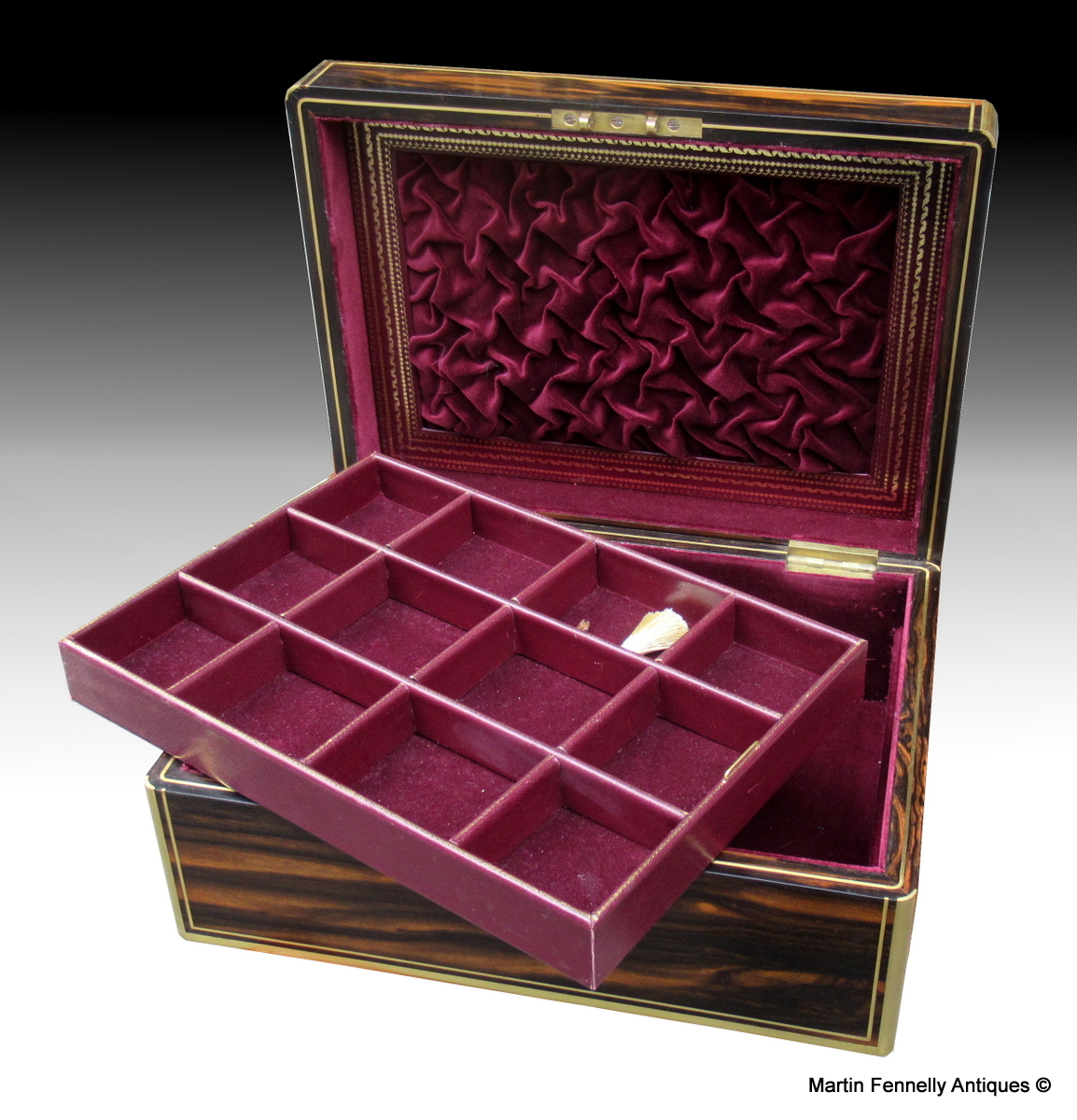 609 Sold Superb English Coromandel Brass Bound Jewellery Box - Circa 1850 - Image 3