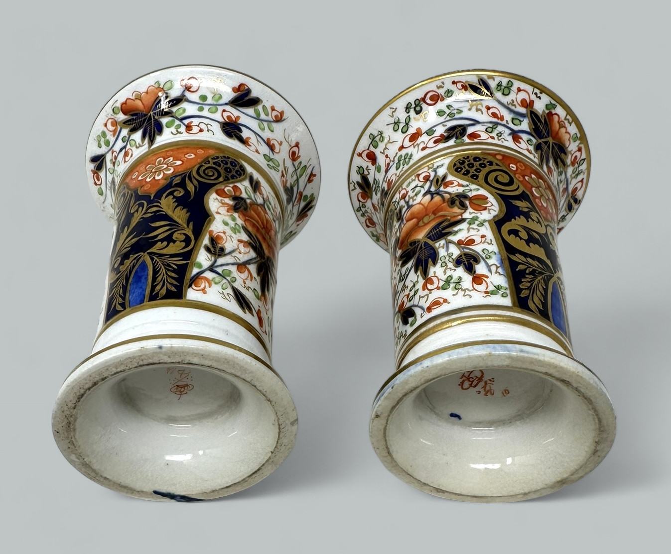 396 Sold Antique Regency English Crown Derby Pair Vases Centerpieces 1815 Imari Pattern - Image 5