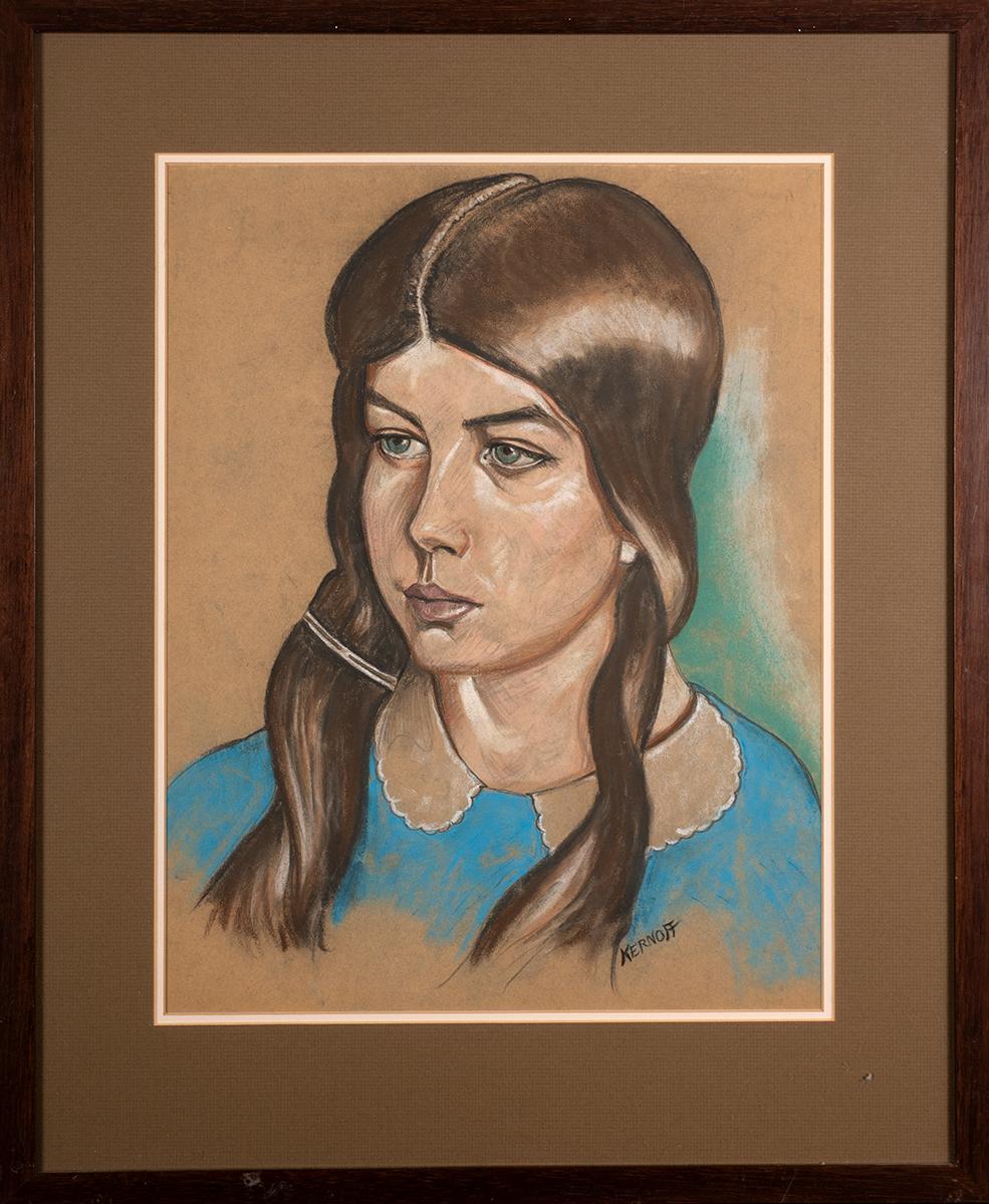 146 Harry Kernoff RHA (1900-1974) - Pastel - Portrait of a Girl - Image 2