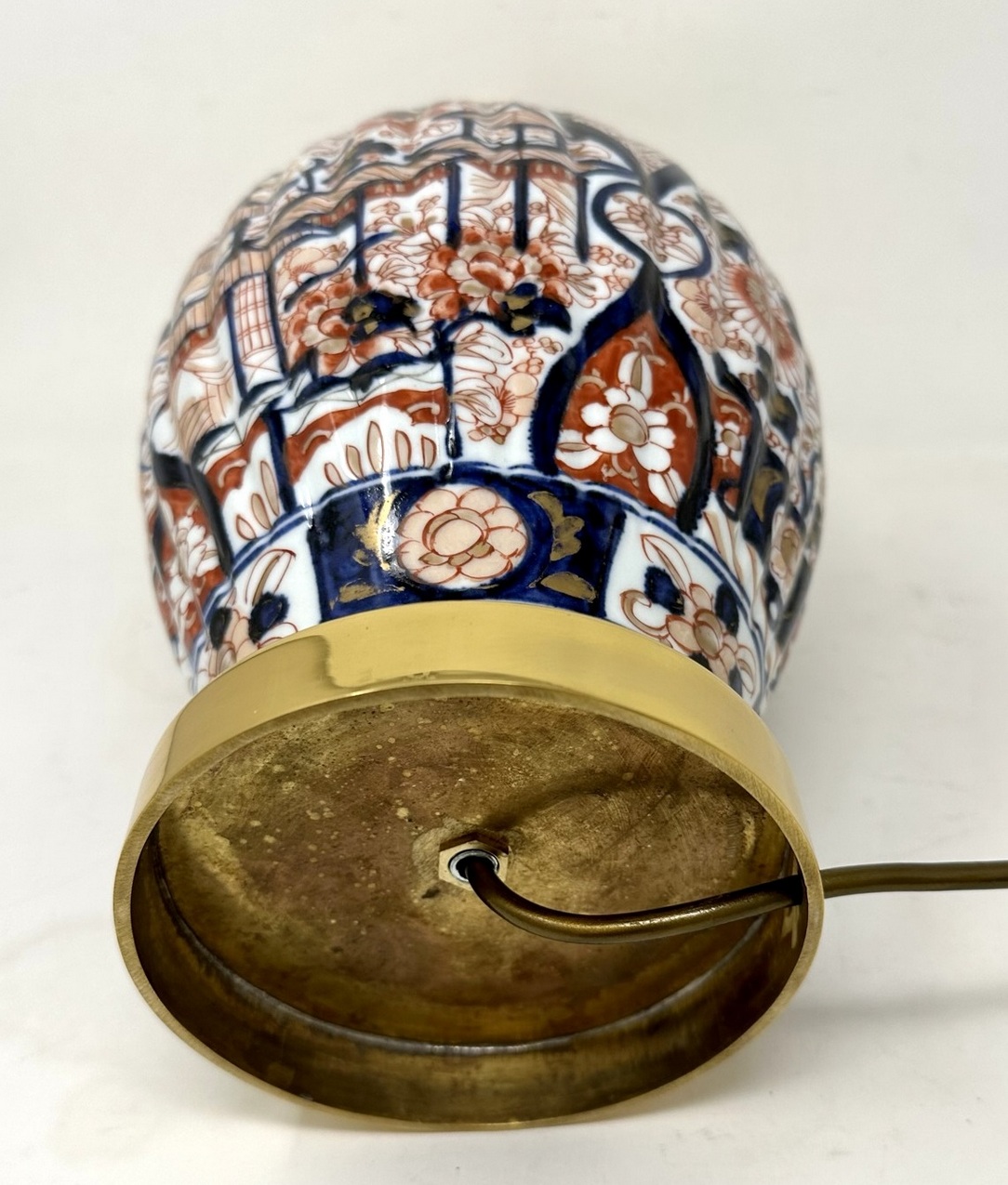 218 Sold Antique Pair Japanese Chinese Imari Porcelain Ormolu Table Lamps Blue Red Gilt - Image 6