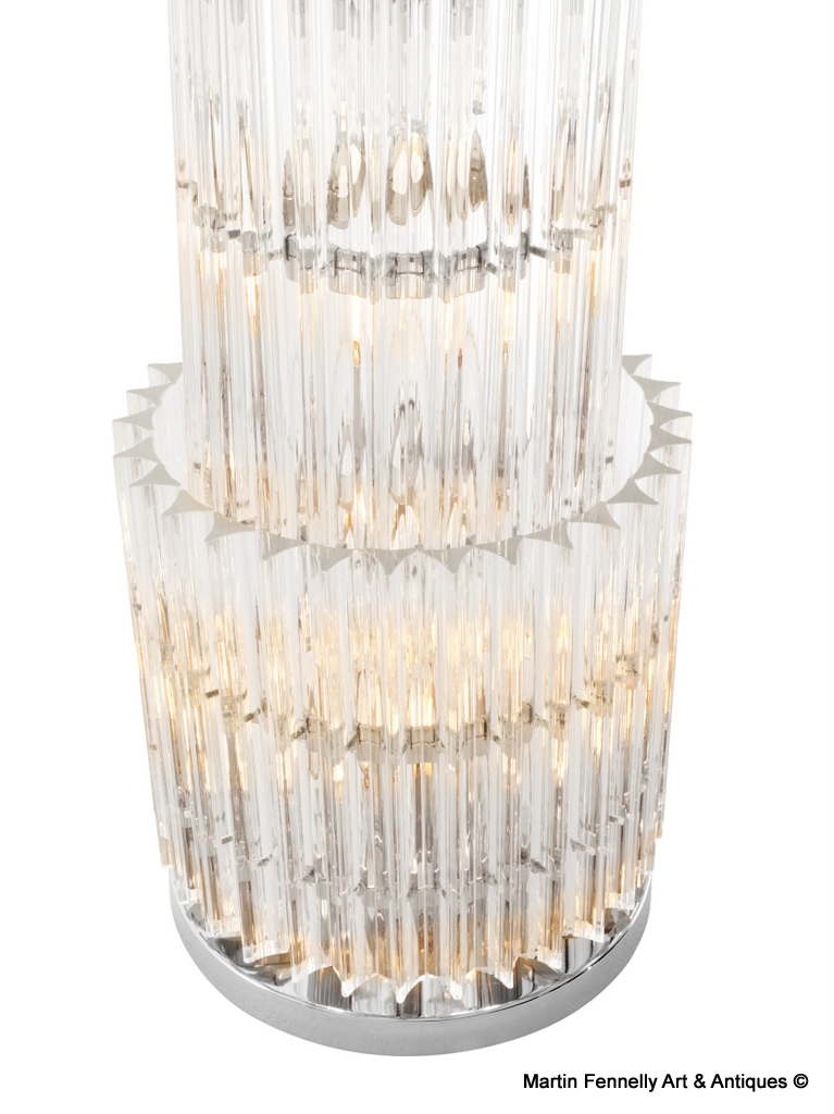 032 Sold Pair of Large Crystal Tower Table Lamps - Art Deco - Superb Design - Italian Venini - Image 4