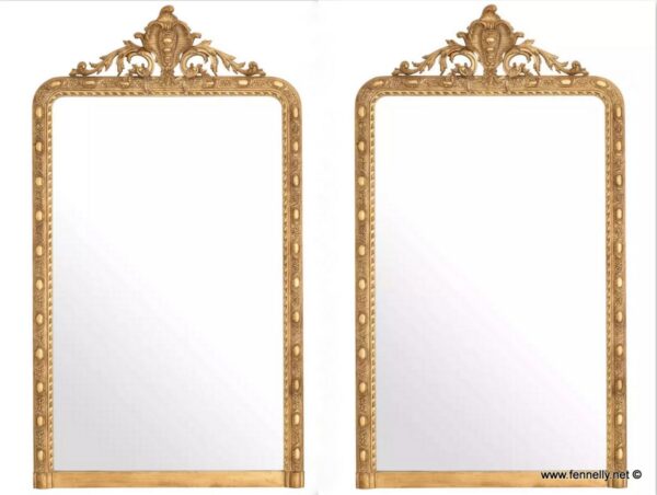 M181 Large Pair of Gilt Carved Mahogany Mirrors - Ludovico Mirrors