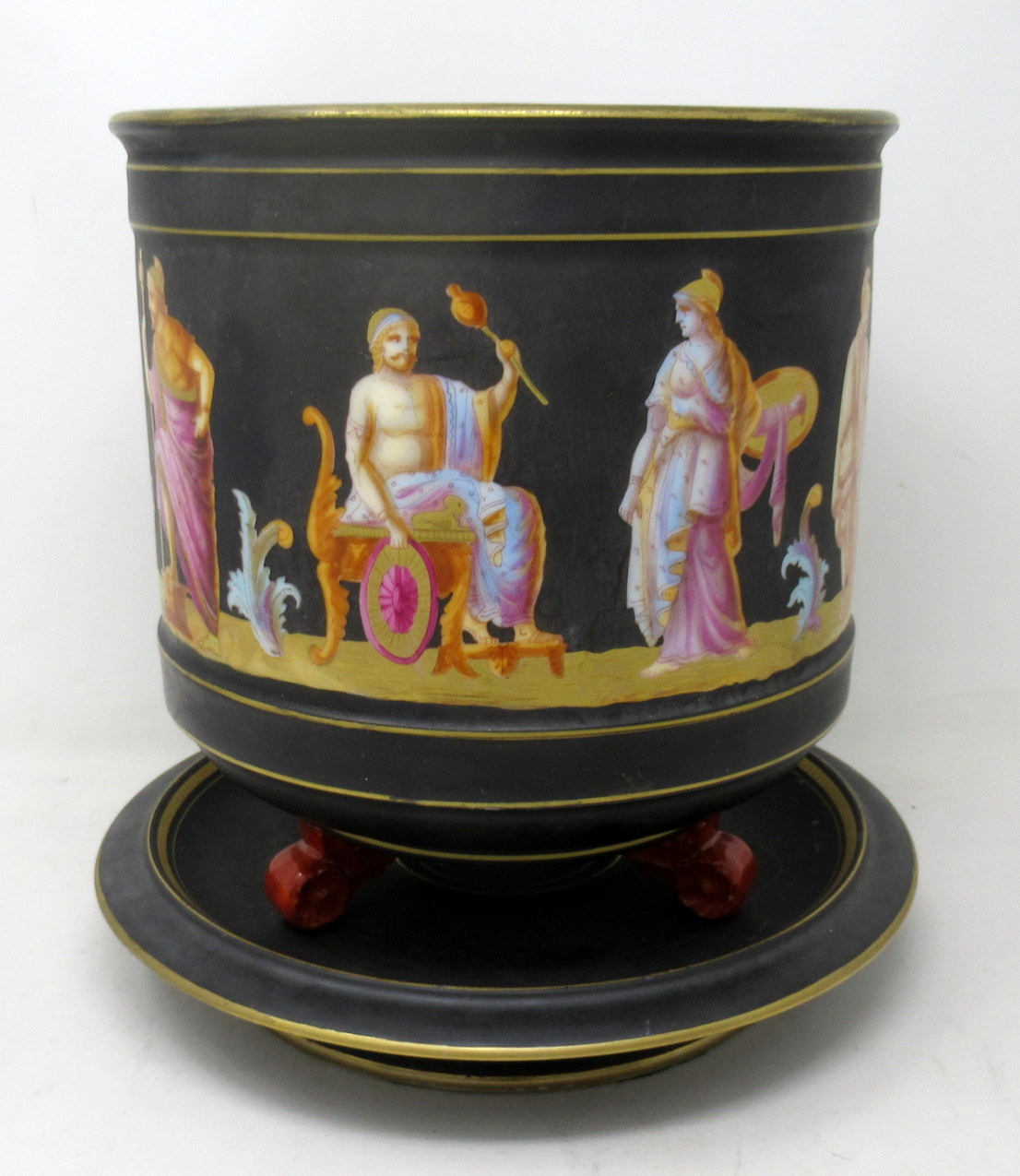228 Sold Antique Pair Sevres Paris Porcelain Jardinières Centerpieces Greek Gods Zeus Athena - Image 5