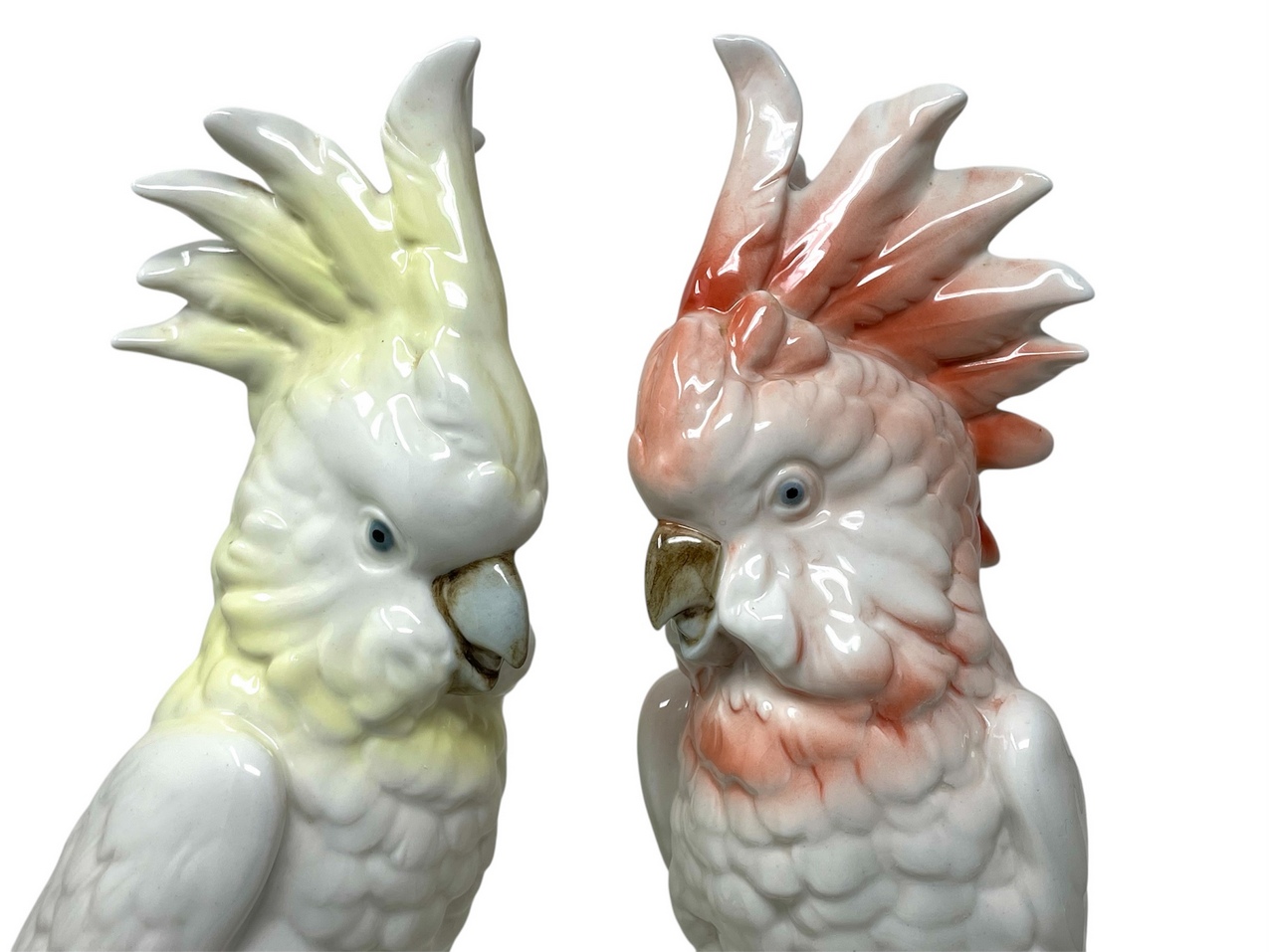 514 Pair Royal Dux Porcelain Crested Cockatoos Circa 1950 - Image 4