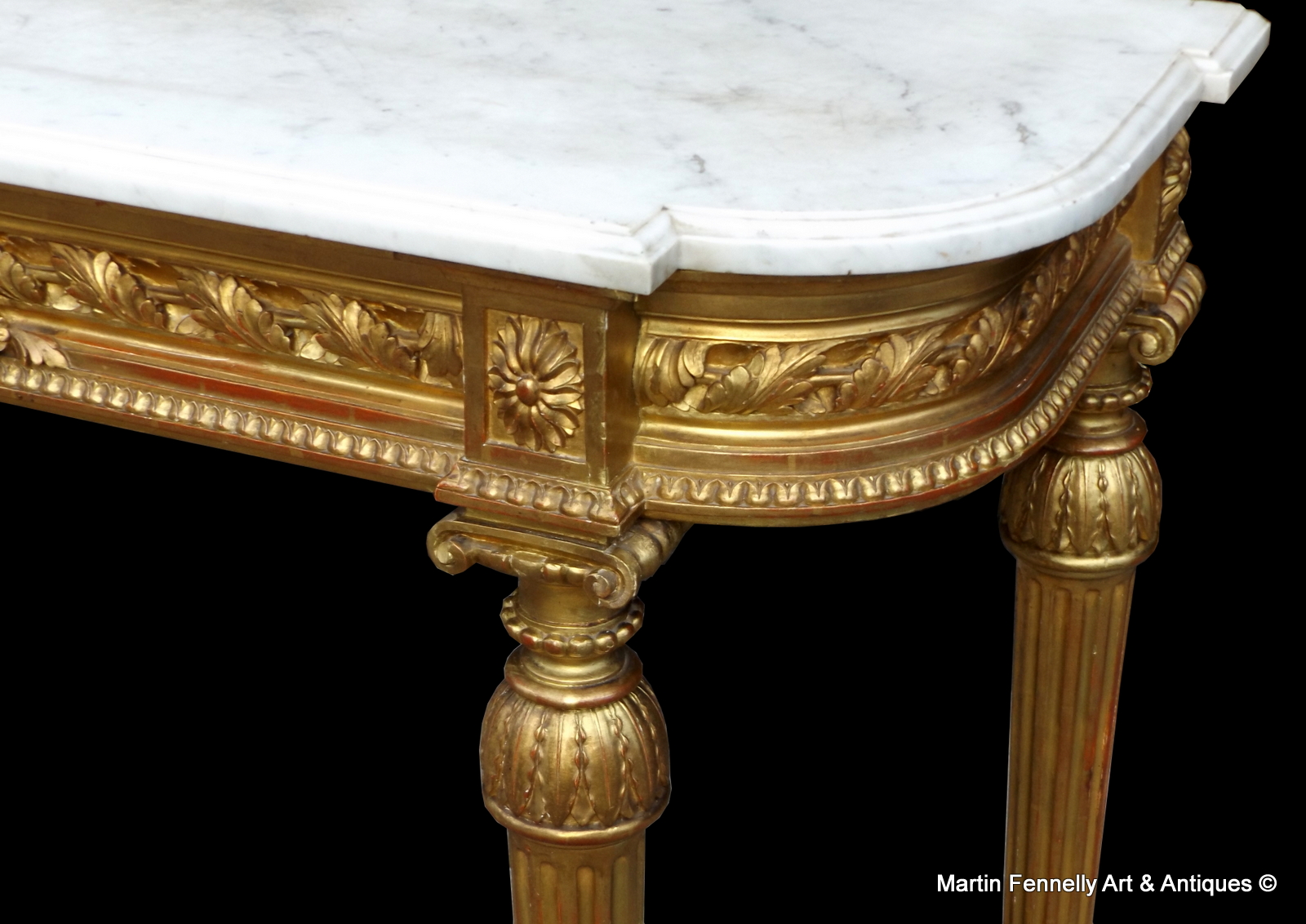 929 Sold French Carved Gilt Wood Marble Topped Console Table - Circa 1860 - Image 2