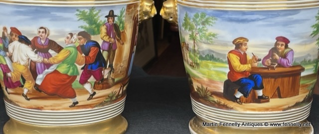 371 Pair of French 1840s Louis-Philippe Paris Porcelain Cachepots with - Hand Painted - Image 4