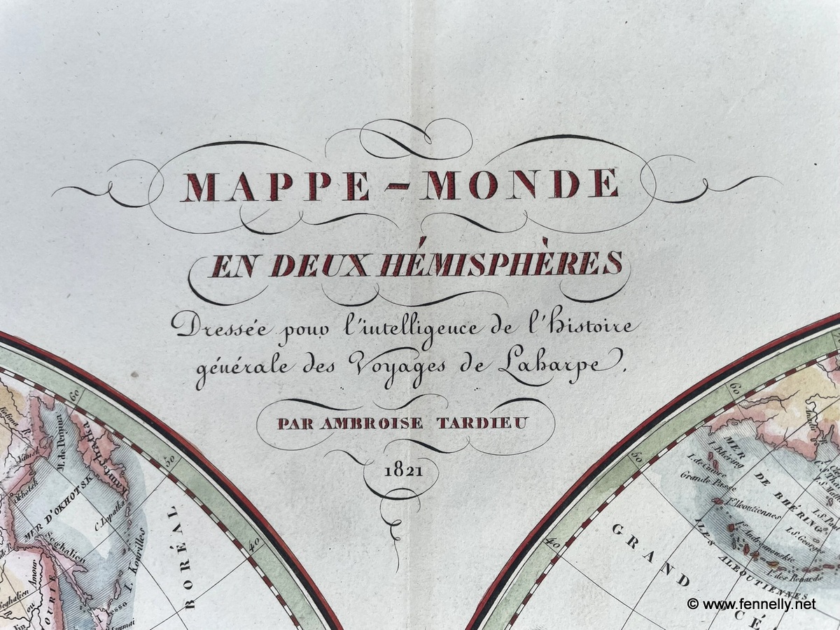 554 Mappe Monde - 1821 - Twin Hemispheres - Ambroise Tardieu - France - Image 6