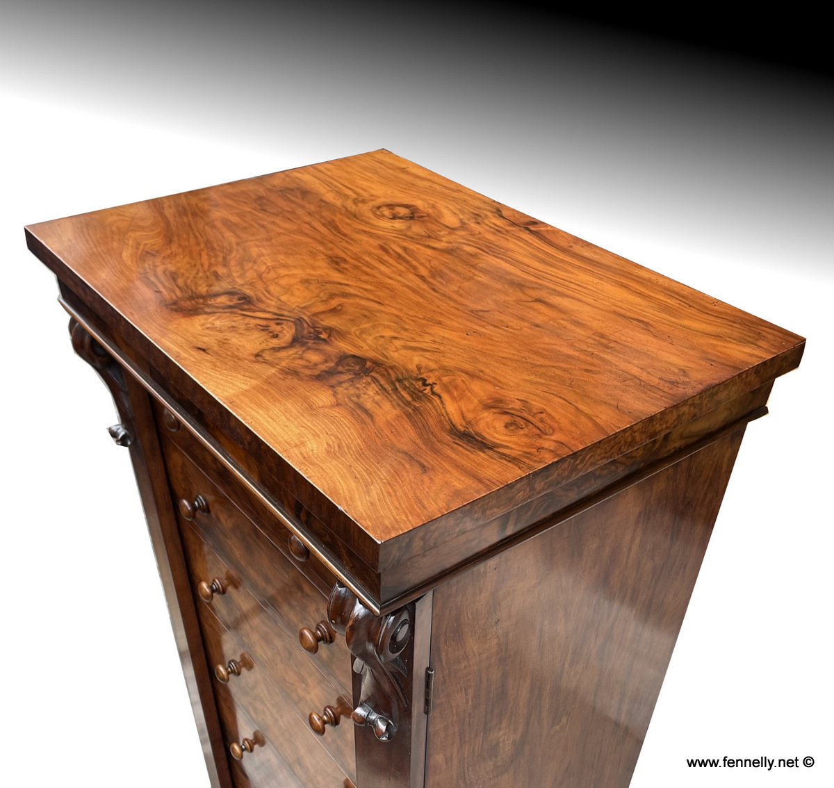 635 Sold Rare Walnut Wellington Chest - Circa 1860 - Image 6