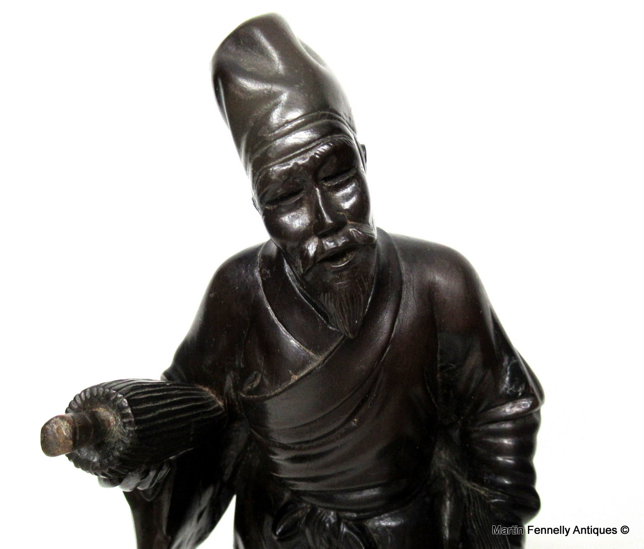 401 Sold Antique Chinese Carved Wood Figure of Sage Immortal Male Guangxu Period 19th Cen - Image 2