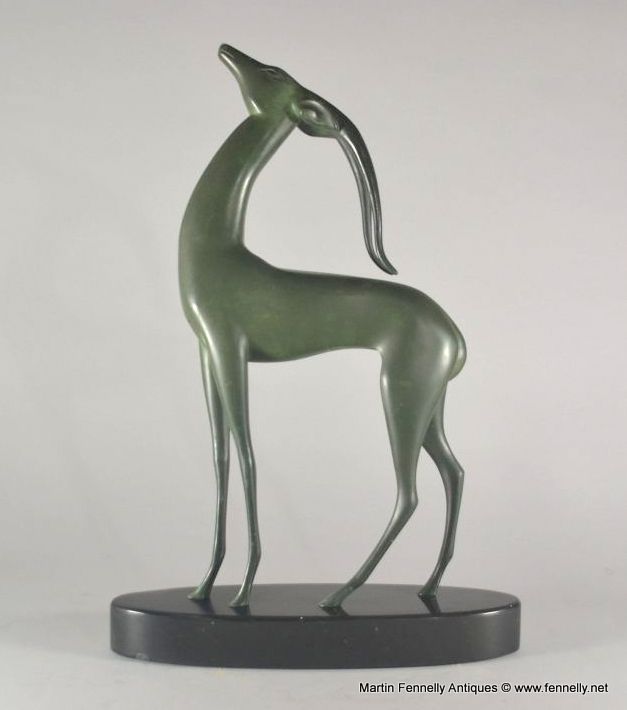 819 Sold Art Deco Bronze - Antelope on Marble Base - Signed Boisnoir - Image 2