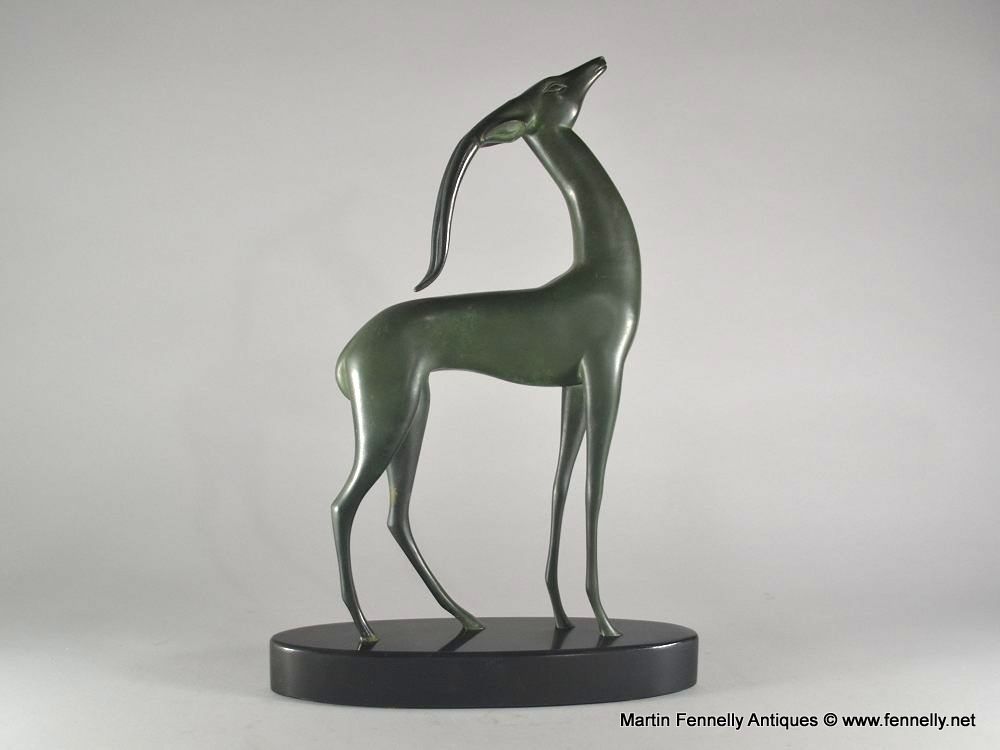 819 Sold Art Deco Bronze - Antelope on Marble Base - Signed Boisnoir - Image 4