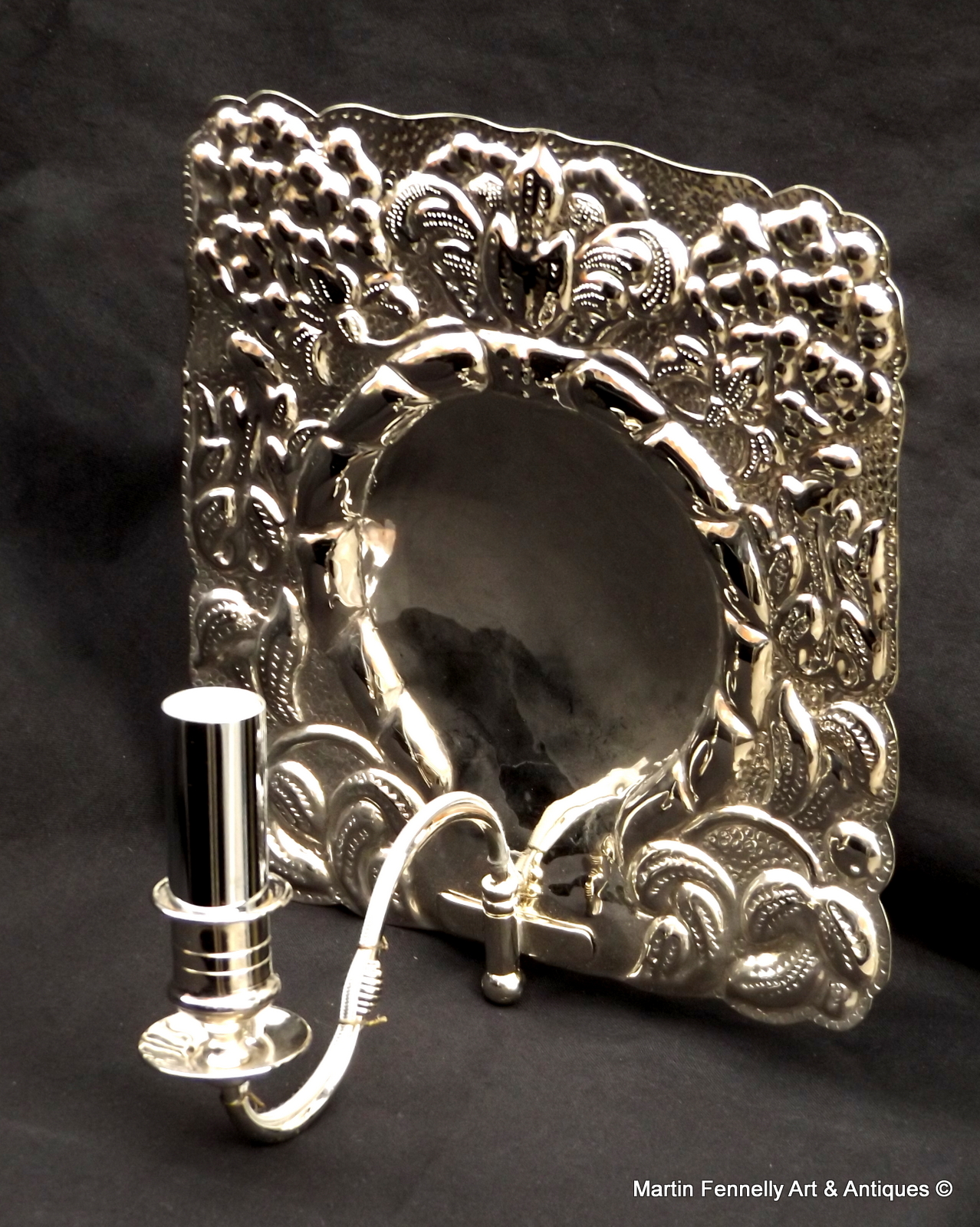 719 Pair Art Nouveau Wall Sconces - Silver Plated - Image 3
