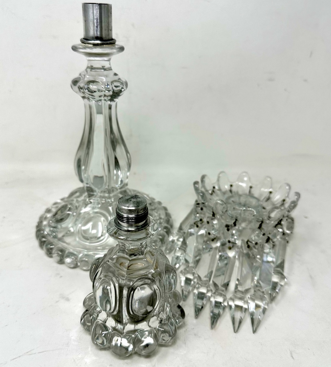 894 Sold Antique Pair French Baccarat France Full Lead Crystal Candlesticks Candelabra - Image 4